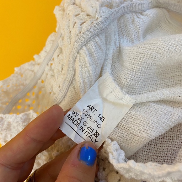 100% linen mini shorts, lace - Picture 3 of 4